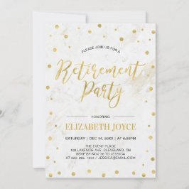 Invitación Confeti dorado y mármol | Fiesta de jubilación mod
