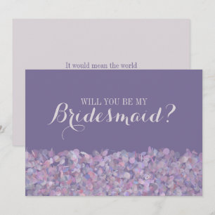 Invitación Confeti Morado ¿Serás Mi Dama de Honor