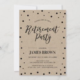 Invitación Confeti negro y Kraft | Fiesta moderna de jubilaci