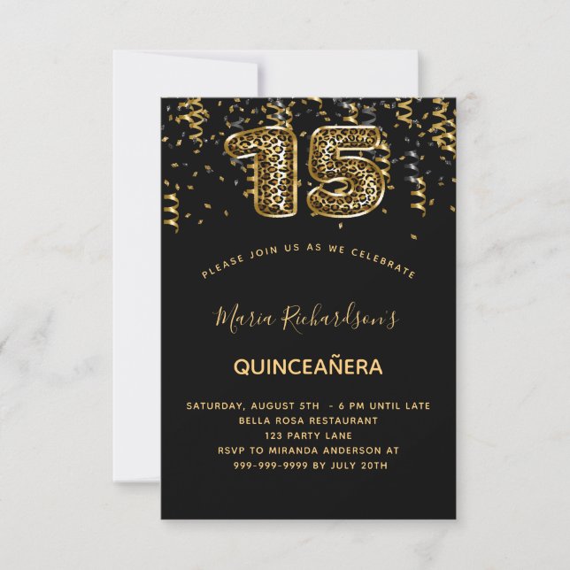 Invitación Confeti quinceanera (Anverso)