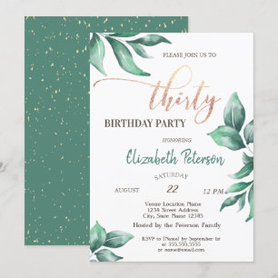 Invitación Confeti, Ramas Cumpleaños 30