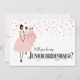 Invitación Confeti Rosa Sé Mi Dama de Honor Étnica
