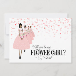 Invitación Confeti Rosa ¿Serás mi Dama de Flores Étnica
