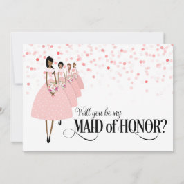 Invitación Confeti Rosa ¿Serás mi Dama de Honor Étnico