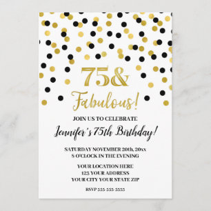 Invitación Confetti 75, Purpurina de oro negro y fabuloso