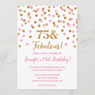 Invitación Confetti 75 Purpurina de oro rosa y fabuloso