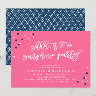 Invitación Confetti azul rosado es un cumpleaños Fiesta sorpr