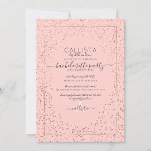 Invitación Confetti Bachelorette, Purpurina de Oro Rosa Rosa 