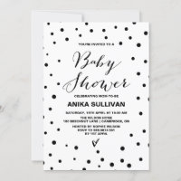 Confetti blanco y negro: puntos de Baby Shower inv