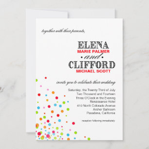 Invitación Confetti Celebración Boda multicolor