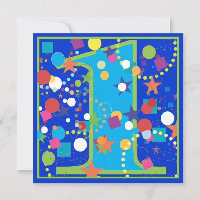 Invitación Confetti Circus 1er cumpleaños fiesta de invitació (Anverso)