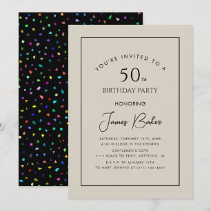 Invitación Confetti, Confetti, 50 Años De Fiesta Para Él