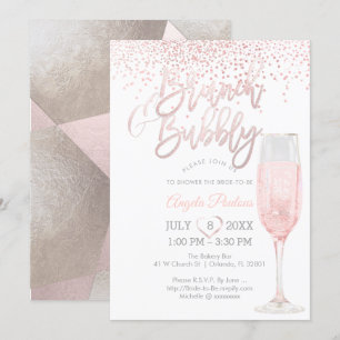 Invitación Confetti de brunch pixDezines con burbujas/rosadas