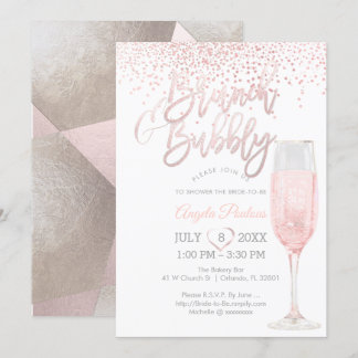 Invitación Confetti de brunch pixDezines con burbujas/rosadas