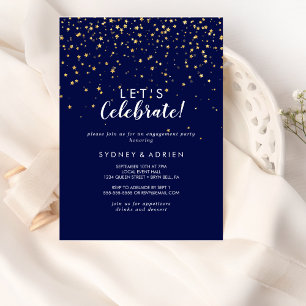 Invitación confetti de efecto metalizado dorado   Armada Cele