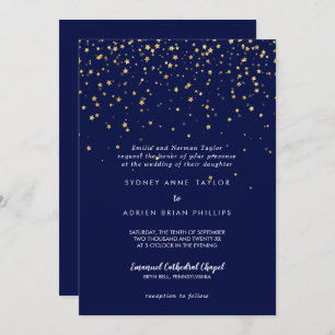 Invitación confetti de efecto metalizado dorado   Boda tradic