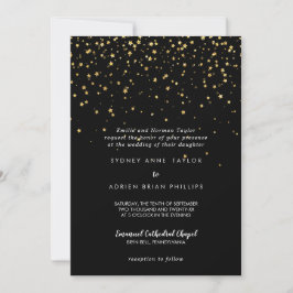 Invitación confetti de efecto metalizado dorado | Boda tradic
