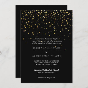 Invitación confetti de efecto metalizado dorado Boda tradic