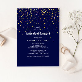 Invitación confetti de efecto metalizado dorado | Cena de ens