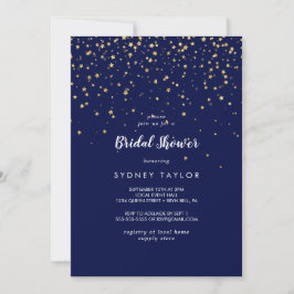 Invitación confetti de efecto metalizado dorado | Ducha nupci