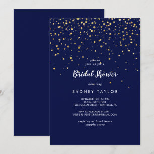 Invitación confetti de efecto metalizado dorado Ducha nupci