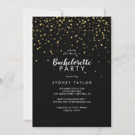Invitación confetti de efecto metalizado dorado | Fiesta de l