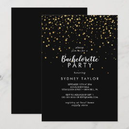 Invitación confetti de efecto metalizado dorado | Fiesta de l
