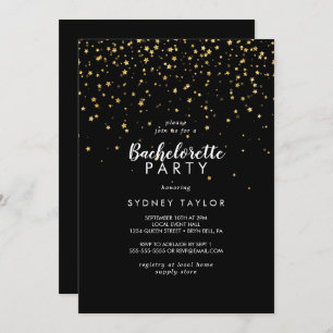 Invitación confetti de efecto metalizado dorado   Fiesta de l