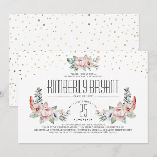 Invitación confetti de efecto metalizado dorado   Moderna fie