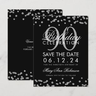 Invitación Confetti de la fecha de salvamento de cumpleaños 9