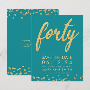 Invitación Confetti de la fecha de salvamento del 40 aniversa