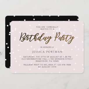 Invitación Confetti de la fiesta de cumpleaños rosada de moda