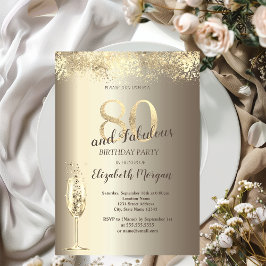 Invitación Confetti de oro 80º cumpleaños de Luxury Champagne