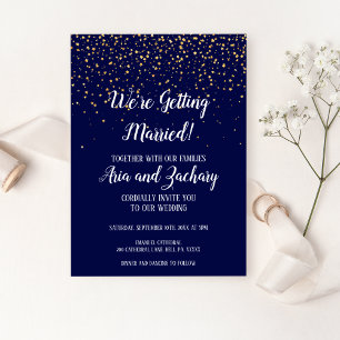 Invitación Confetti de oro Armada nos estamos casando con Bod