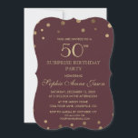 Invitación Confetti de oro Borgoña 50 cumpleaños de Surprize<br><div class="desc">Sólo elegancia real: confetti de Relieve metalizado de oro falso sobre fondo de burdeos/champán. Utilice la herramienta de Personalizar para agregar toda la información necesaria. Puede cambiar el tamaño,  el tipo de letra,  el color y la redacción. Para más información,  ver mi colección de Bodas Gold Confetti Burgundy/Champagne.</div>