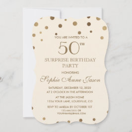 Invitación Confetti de oro Champagne 50 cumpleaños de Surpriz