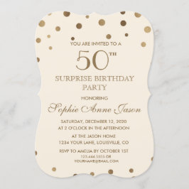 Invitación Confetti de oro Champagne 50 cumpleaños de Surpriz