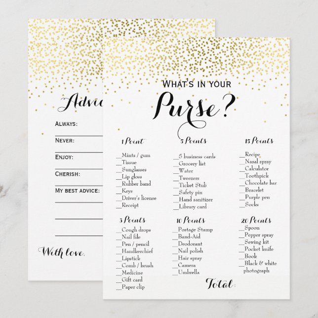 Invitación Confetti de oro de doble lado para bebé juegos de  (Anverso / Reverso)