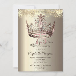 Invitación Confetti de oro de la corona de lujo 75º cumpleaño