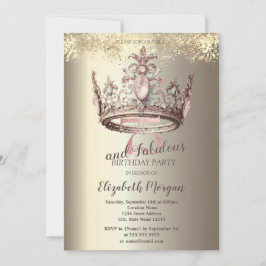 Invitación Confetti de oro de la corona de lujo 75º cumpleaño