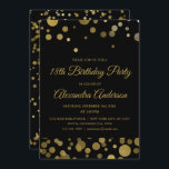 Invitación Confetti de oro de la Fiesta de los Años 18<br><div class="desc">Invitación de Confetti de Oro a la Fiesta de Cumpleaños 18. La Invitación a la Fiesta de los 18 Años Oro y Negro es perfecta para una moderna fiesta de los dieciocho cumpleaños.</div>