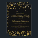 Invitación Confetti de oro de la Fiesta de los Años 18<br><div class="desc">Invitación de Confetti de Oro a la Fiesta de Cumpleaños 18. La Invitación a la Fiesta de los 18 Años Oro y Negro es perfecta para una moderna fiesta de los dieciocho cumpleaños.</div>