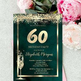 Invitación Confetti de oro de vidrio de champagne Green 60 cu