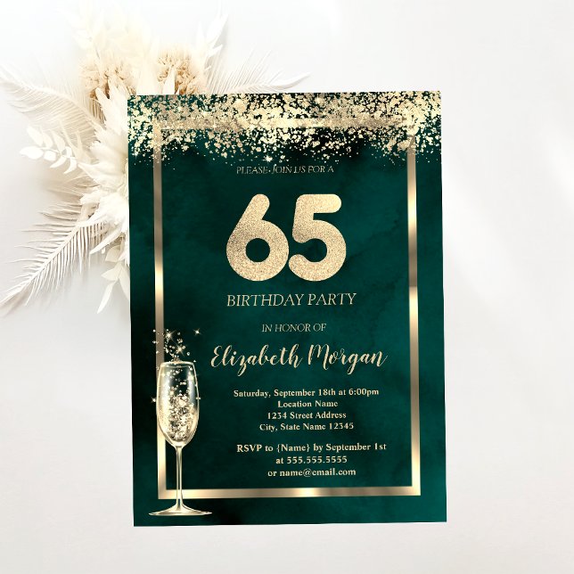 Invitación Confetti de oro de vidrio de champagne Green 65 cu (Subido por el creador)