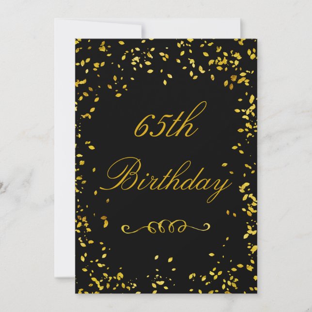 Invitación Confetti de oro glamoroso por su 65 aniversario (Anverso)
