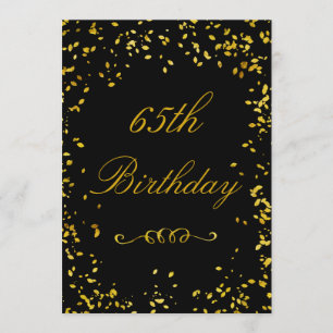 Invitación Confetti de oro glamoroso por su 65 aniversario