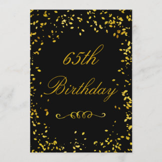 Invitación Confetti de oro glamoroso por su 65 aniversario