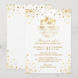Invitación Confetti de oro marca feliz Fiesta de Año Nuevo