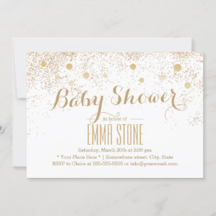 Invitación Confetti de oro moderno con puntos de Baby Shower