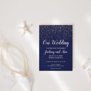 Invitación Confetti de oro Naval nuestro Boda